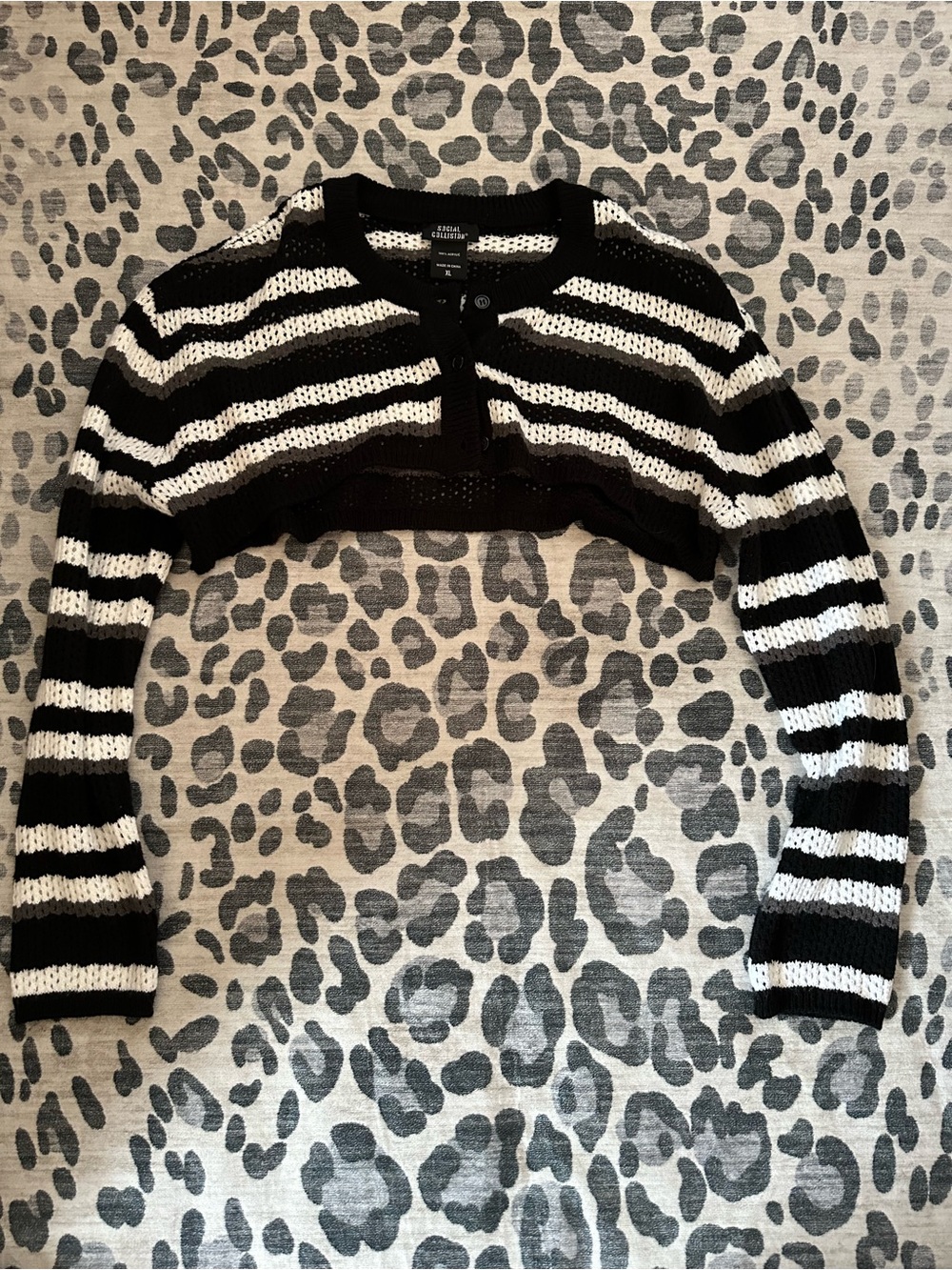 Social Collision Striped Cropped Shrug Top